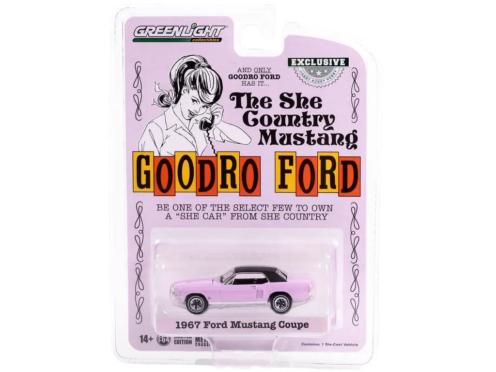 1967 Ford Mustang She Country Special Evening Orchid Pink 1/64 Diecast by Greenlight