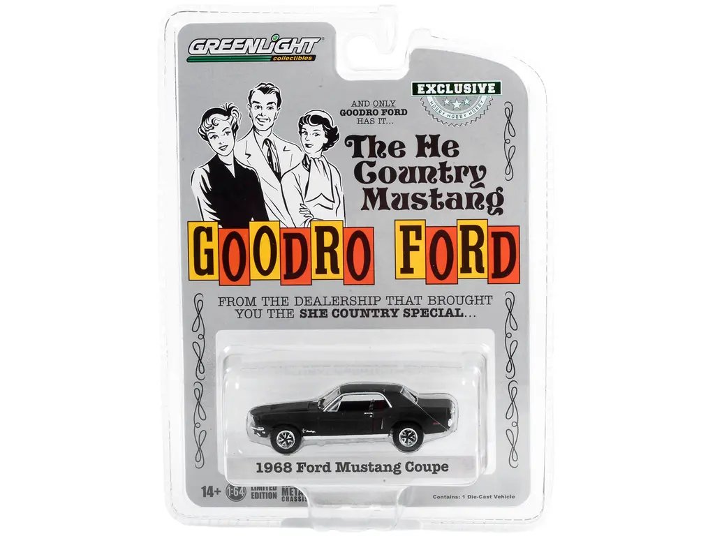 1967 Ford Mustang Stealth Matt Black 1/64 Diecast Model – Hobby Exclusive by Greenlight