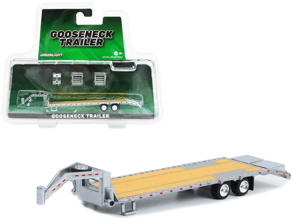 Authentic 1/64 Gooseneck Trailer Diecast Model in Primer Gray by Greenlight