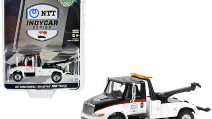 2023 Greenlight 1/64 Diecast: Black & White International Durastar 4400 Tow Truck - NTT IndyCar Series Exclusive