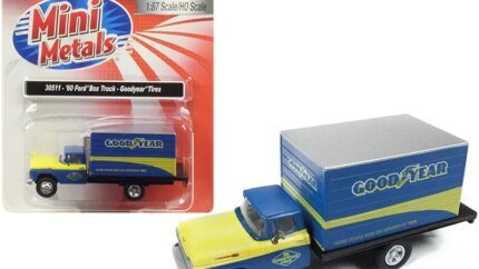 Vintage 1960 Ford Box Truck 'Goodyear' Blue 1/87 Scale Model by Classic Metal Works