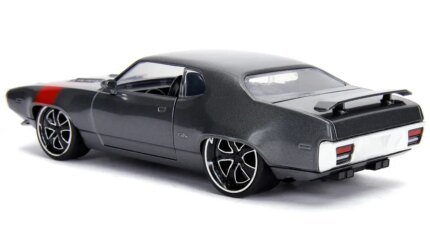 1972 Plymouth GTX 440 Diecast Model Car - Metallic Gray with Red Stripe by Jada