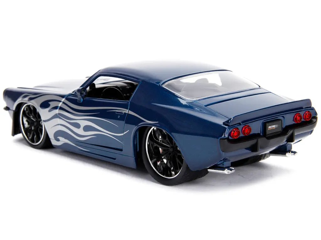 1971 Chevrolet Camaro SS Diecast Model – Blue with Silver Flames, Bigtime Muscle 1/24 by Jada
