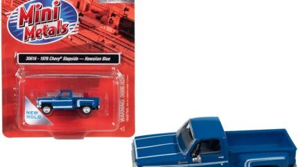 1976 Chevrolet Stepside Pickup Truck 1/87 Scale Model - Hawaiian Blue with White Stripes by Classic Metal Works