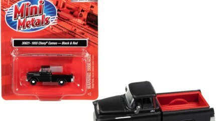 1955 Chevrolet Cameo Pickup Truck 1/87 HO Scale Model - Matt Black & Red by Classic Metal Works