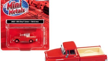 1955 Chevrolet Cameo Pickup Truck Red & Ivory 1/87 HO Scale Model by Classic Metal Works