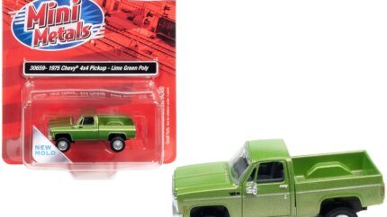 Vintage 1975 Chevrolet 4x4 Pickup Truck Model - Lime Green Metallic 1/87 HO Scale by Classic Metal Works