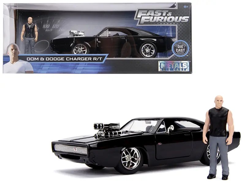 Buy Dodge Charger R/T Black with Dom Diecast Figurine – Fast & Furious Collectible