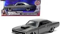 Dom's Plymouth Road Runner Dark Gray Metallic with Matte Black Stripe - Fast & Furious Collectible
