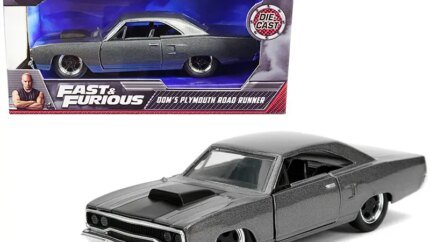 Dom's Plymouth Road Runner Dark Gray Metallic with Matte Black Stripe - Fast & Furious Collectible