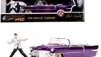 1956 Cadillac Eldorado Convertible Purple with Elvis Presley Diecast Figurine 1/24 Diecast Model Car by Jada