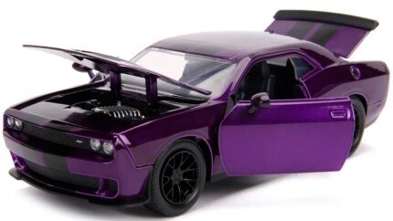 2015 Dodge Challenger SRT Hellcat Purple Diecast Model 1/24 by Jada - Big Time Muscle