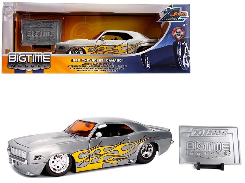 Diecast Model Cars wholesale toys dropshipper drop shipping 1969 Chevrolet Camaro Raw Metal Yellow Flames Bigtime Muscle Jada 20th Anniversary 1/24 Jada 31073 drop shipping wholesale drop ship drop shipper dropship dropshipping toys dropshipper dieca 1969 Chevrolet Camaro Diecast Model - Jada 20th Anniversary Bigtime Muscle with Yellow Flames