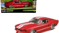 1967 Ford Mustang GT Red with White Stripes 1/24 Diecast Model Car - Maisto Design Classic Muscle
