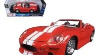 Shelby Series 1 Red with White Stripes 1/18 Diecast Model Car by Maisto - Detailed Collectible with Steerable Wheels and Opening Features