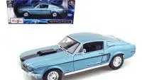 1968 Ford Mustang CJ Cobra Jet Blue 1/18 Diecast Model Car by Maisto with Steerable Wheels and Detailed Interior
