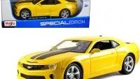 2010 Chevrolet Camaro SS RS Yellow with Black Stripes 1/18 Diecast Model by Maisto - Detailed Diecast Car with Opening Features