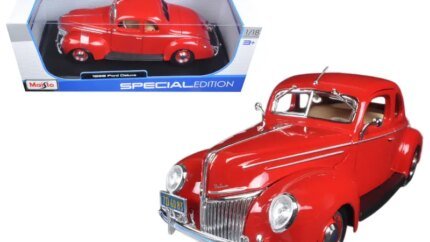 1939 Ford Deluxe Tudor Red 1/18 Diecast Model Car by Maisto - Collector's Dream