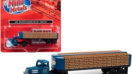 Classic Metal Works 1/87 HO Scale White WC22 Truck Tractor with Dark Blue Bottle Trailer - The Peoples Brewing Co. Model