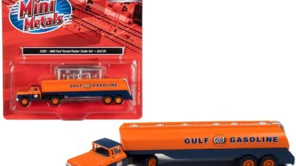1960 Ford Tanker Truck Gulf Oil Orange & Blue 1/87 HO Scale Model by Classic Metal Works