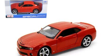 2010 Chevrolet Camaro RS SS Orange 1/24 Diecast Model by Maisto - Detailed Diecast Car with Opening Hood & Doors