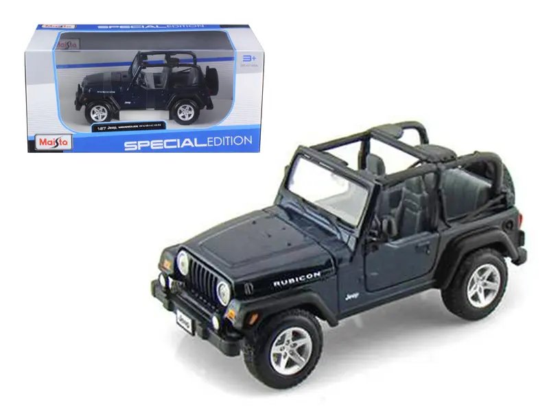 Jeep Wrangler Rubicon Dark Blue 1/27 Diecast Model by Maisto – Detailed Collectible with Opening Hood & Doors