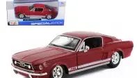 1967 Ford Mustang GT Red with White Stripes 1/24 Diecast Model by Maisto