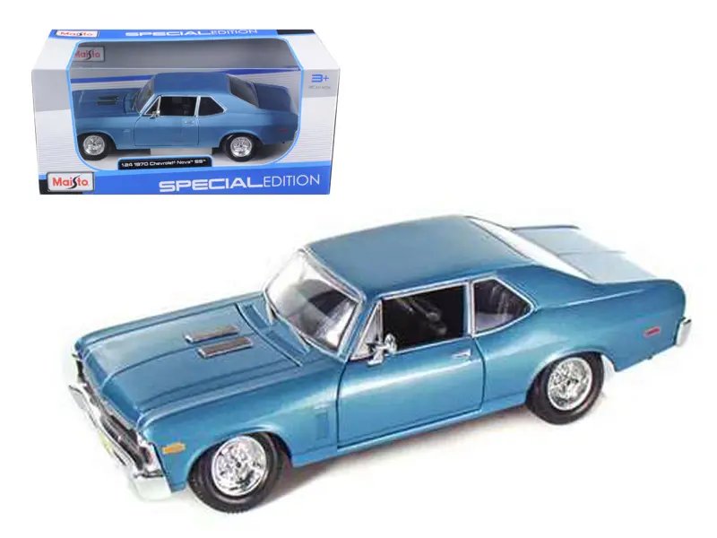 1970 Chevrolet Nova SS Coupe Blue 1/24 Diecast Model Car by Maisto – Collectible Classic