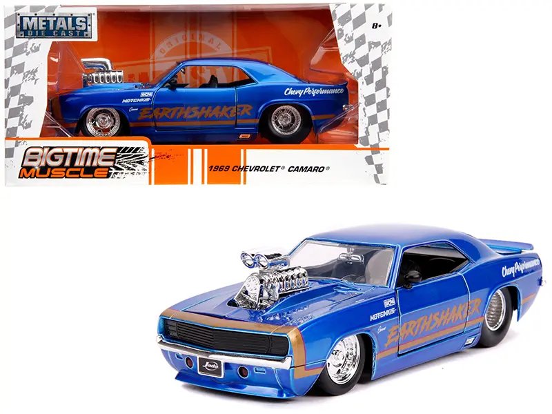 1969 Chevrolet Camaro ‘Earthshaker’ Candy Blue Diecast Model by Jada – Bigtime Muscle 1/24
