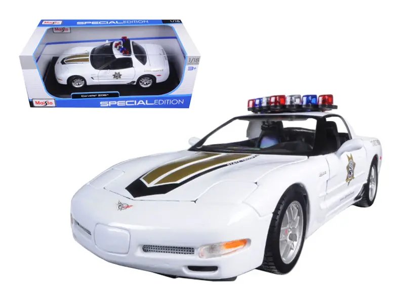 Chevrolet Corvette C5 Z06 Police 1/18 Diecast Model Car by Maisto – Detailed Diecast with Steerable Wheels & Opening Features