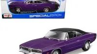 1969 Dodge Charger R/T Special Edition 1:18 Diecast Model Car by Maisto – Purple with Matte Black Top & Tail Stripe