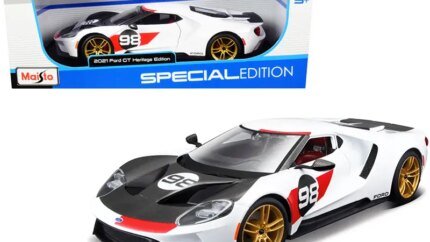 2021 Ford GT #98 Heritage Edition 1/18 Diecast Model by Maisto - White Collectible