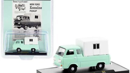 1965 Ford Econoline Pickup Truck with Camper Shell 1/64 Diecast Model - Limited Edition Mint Green & White by M2 Machines