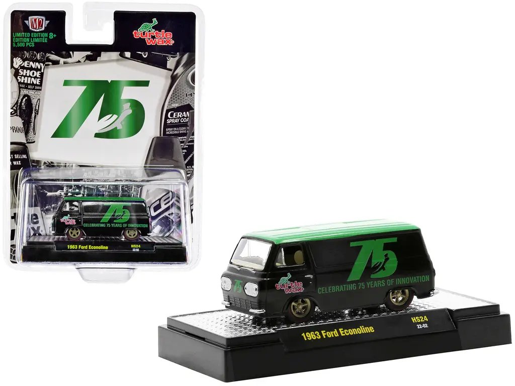 Limited Edition 1963 Ford Econoline Van Diecast Model – Turtle Wax 75th Anniversary by M2 Machines