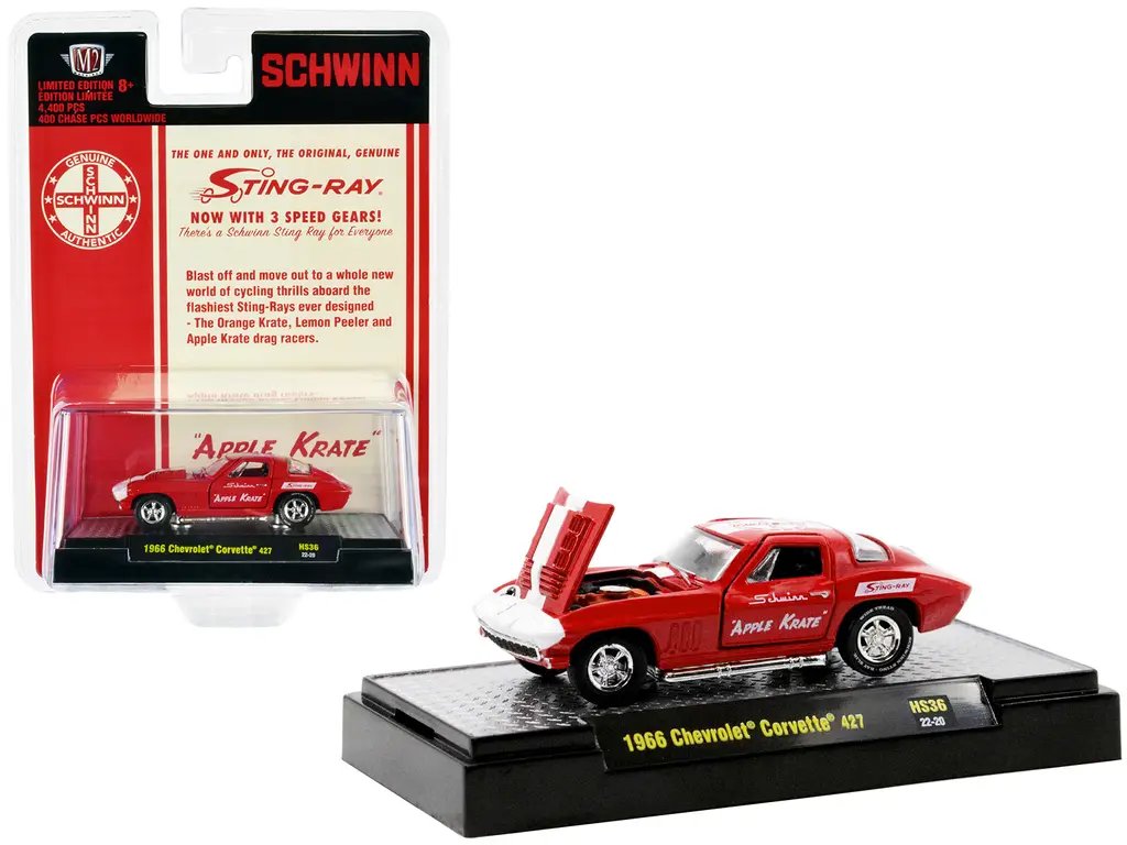Limited Edition 1966 Chevrolet Corvette 427 #68 Diecast Model – Red with White Stripes by M2 Machines