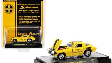 1966 Chevrolet Corvette 427 #68 Yellow with Black Stripes and Graphics "Schwinn Lemon Peeler" Limited Edition to 4400 pieces Worldwide 1/64 Diecast Model Car by M2 Machines