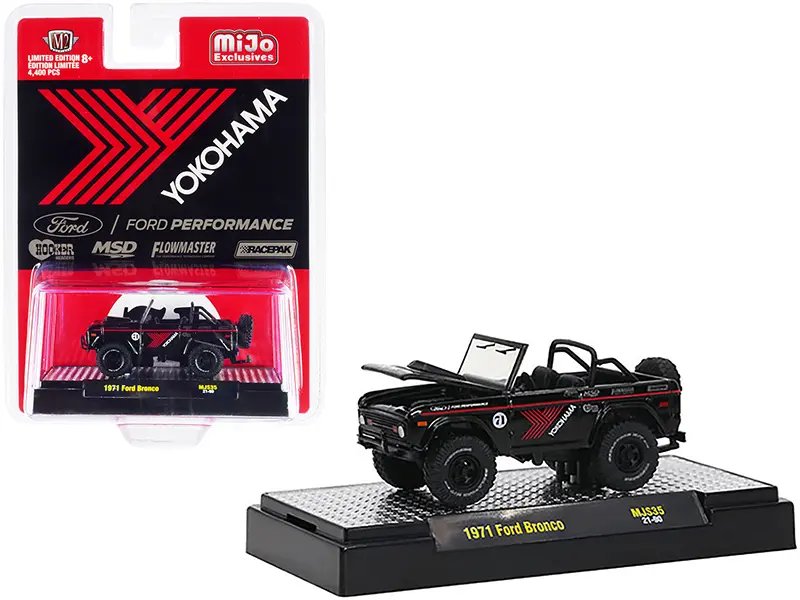 1971 Ford Bronco Off-Road #71 Black “Yokohama Racing” Limited Edition to 4400 pieces Worldwide 1/64 Diecast Model Car by M2 Machines
