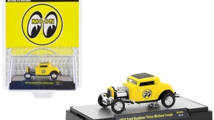Limited Edition 1932 Ford Roadster Coupe 1/64 Diecast by M2 Machines - Mooneyes Yellow & Black