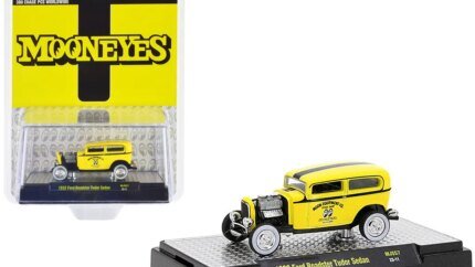 Limited Edition 1932 Ford Roadster Tudor Sedan 1/64 Diecast Model - Yellow & Black 'Mooneyes' by M2 Machines