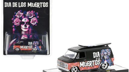 Limited Edition 1971 Chevrolet C10 Van "Dia De Los Muertos" 1/64 Diecast Model with Surfboard by M2 Machines