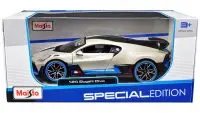 Special Edition Bugatti Divo 1/24 Diecast Model Car - Satin White Metallic with Carbon & Blue Accents by Maisto