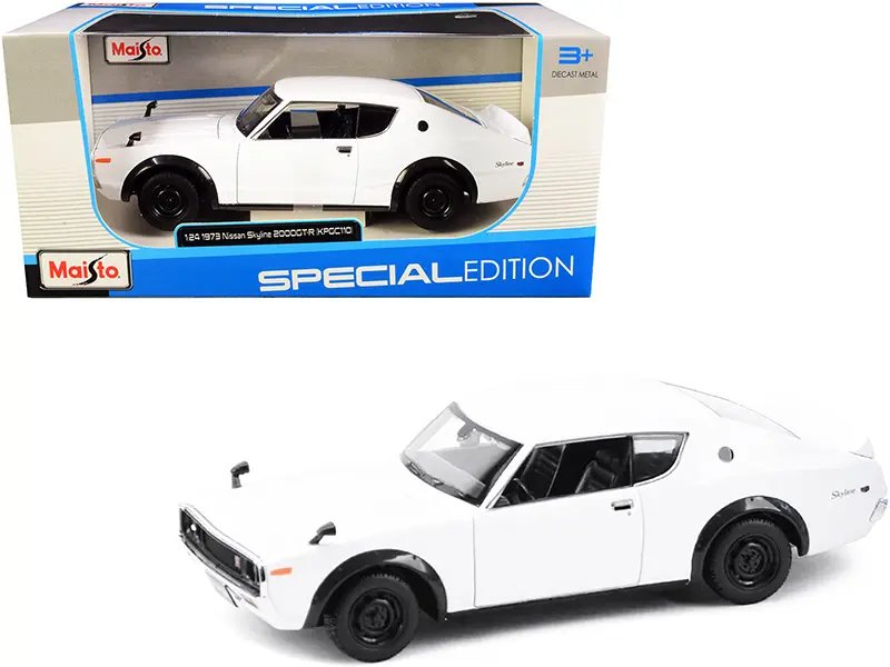 1973 Nissan Skyline 2000GT-R KPGC110 White Special Edition 1/24 Diecast Model by Maisto