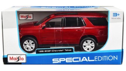 2021 Chevrolet Tahoe Red Metallic 1/24 Diecast Model Car with Sunroof by Maisto