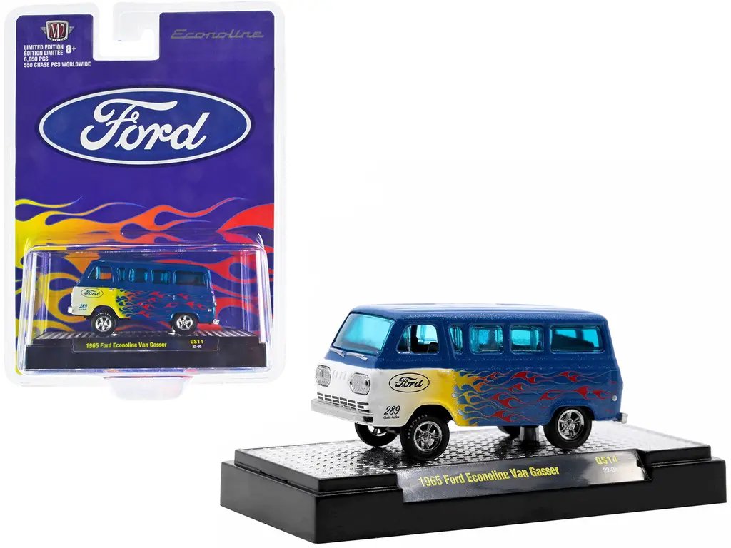 Diecast Model Cars wholesale toys dropshipper drop shipping 1965 Ford Econoline Van Gasser Blue Metallic Flames Limited Edition 6050 pieces Worldwide 1/64 M2 Machines 31600-GS14 drop shipping wholesale drop ship drop shipper dropship dropshipping toy 1965 Ford Econoline Van Gasser Blue Metallic with Flames Limited Edition to 6050 pieces Worldwide 1/64 Diecast Model Car by M2 Machines