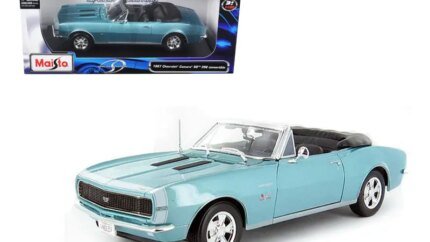 1967 Chevrolet Camaro SS 396 Convertible Turquoise 1/18 Diecast Model by Maisto