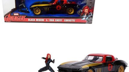 1966 Chevrolet Corvette with Black Widow Diecast - Marvel Avengers 1/24 Model by Jada
