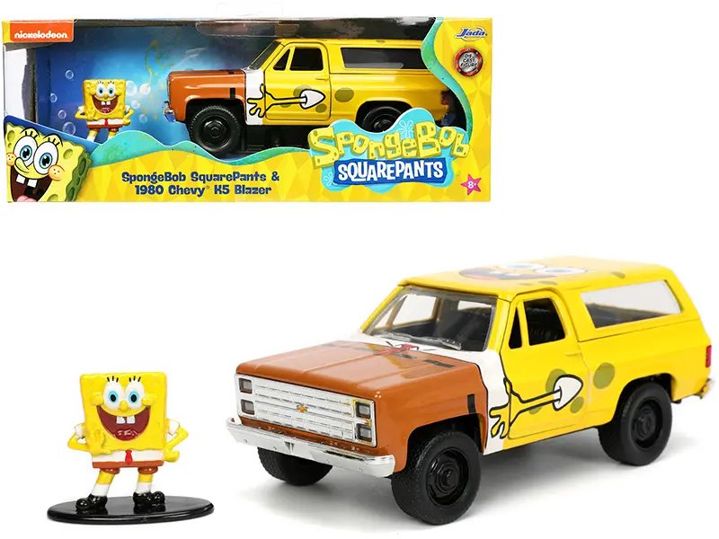 1980 Chevrolet K5 Blazer with SpongeBob Figurine – Jada Hollywood Rides 1/32 Diecast Model