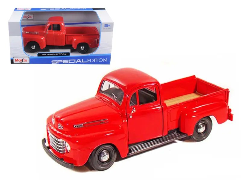 Vintage 1948 Ford F-1 Pickup Truck Red 1/25 Diecast Model by Maisto