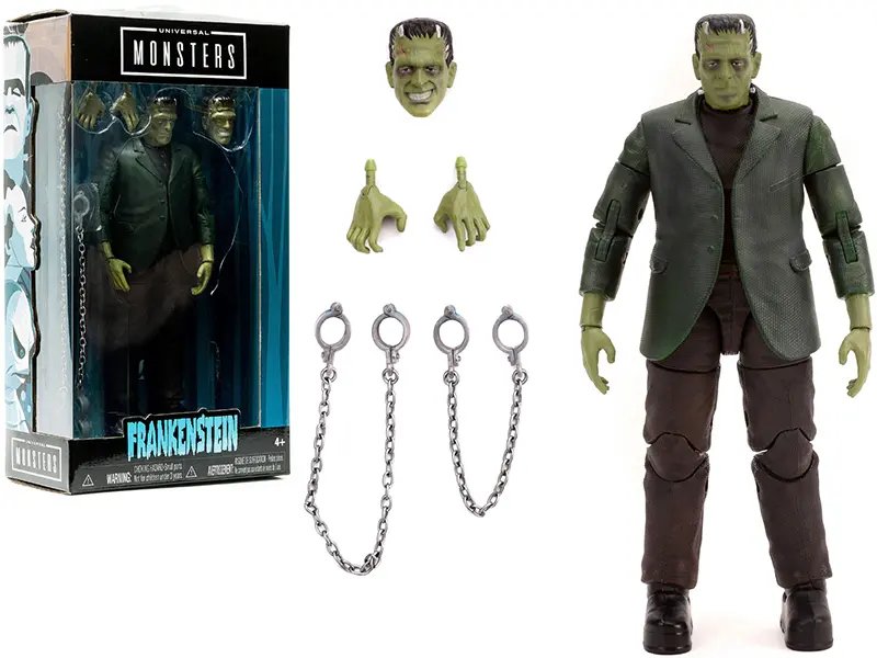Frankenstein 7″ Moveable Figurine with Chains and Alternate Head and Hands “Universal Monsters” Series by Jada