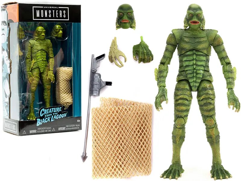 The Creature from the Black Lagoon 6.75″ Moveable Figurine with Spear Gun and Fishing Net and Alternate Head and Hands “Universal Monsters” Series by Jada
